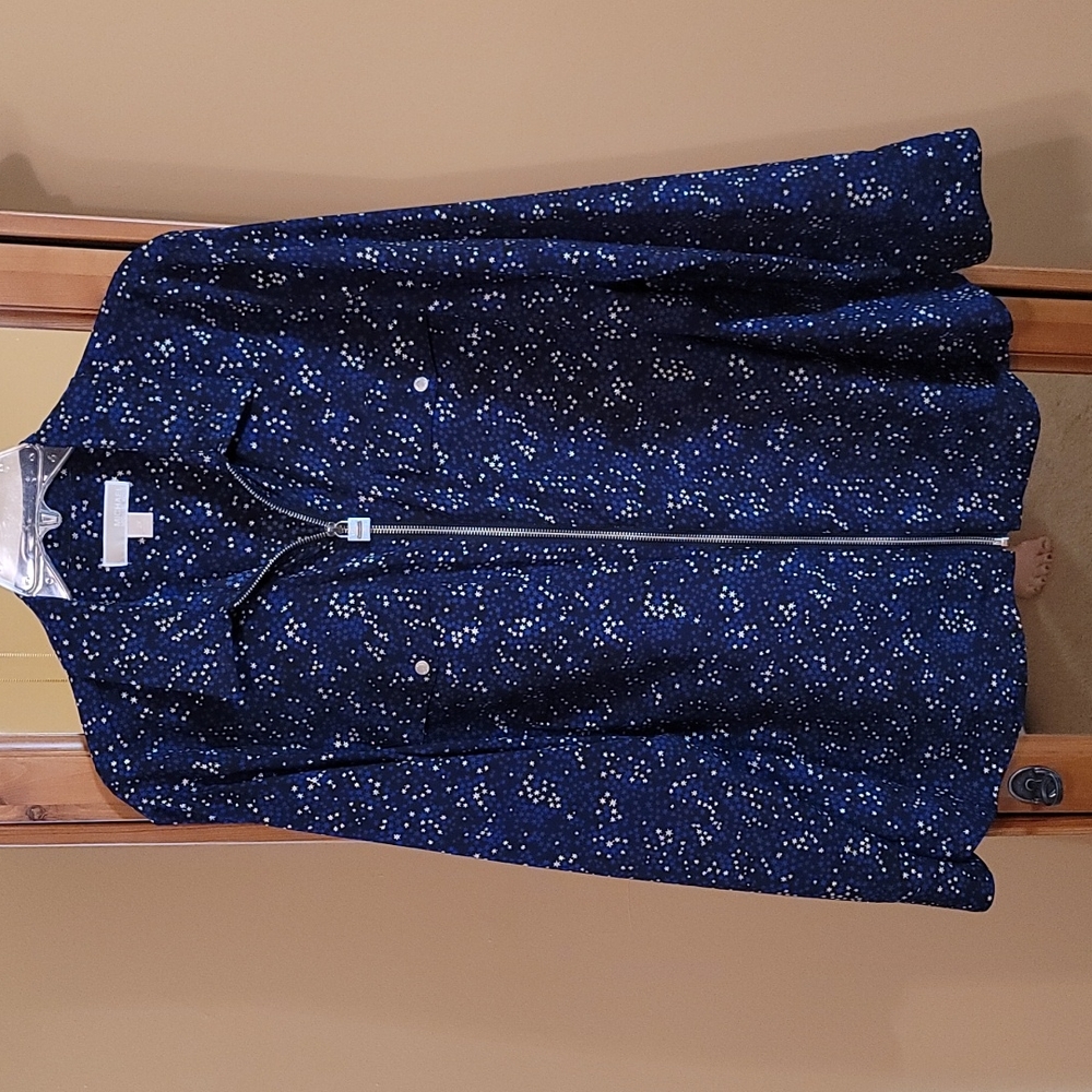 Michael Kors womens 2X light jacket/over blouse, navy with silver stars